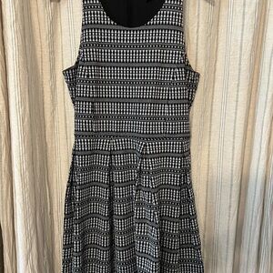 Banana Republic Black and White Checkered Midi Dress